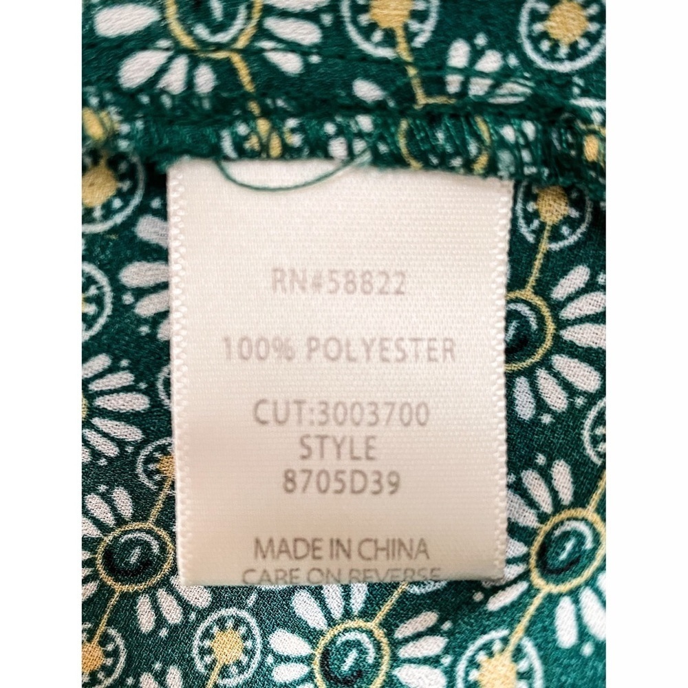Max Studio Crepe Faux Wrap Short Sleeve Top, Green Floral - Size S - Picture 10 of 10